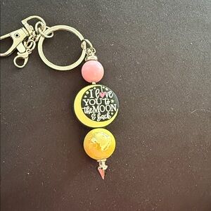 Whimsical Pink and Yellow Keychain